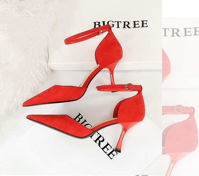 Low slim pointed high-heeled simple sandals for women