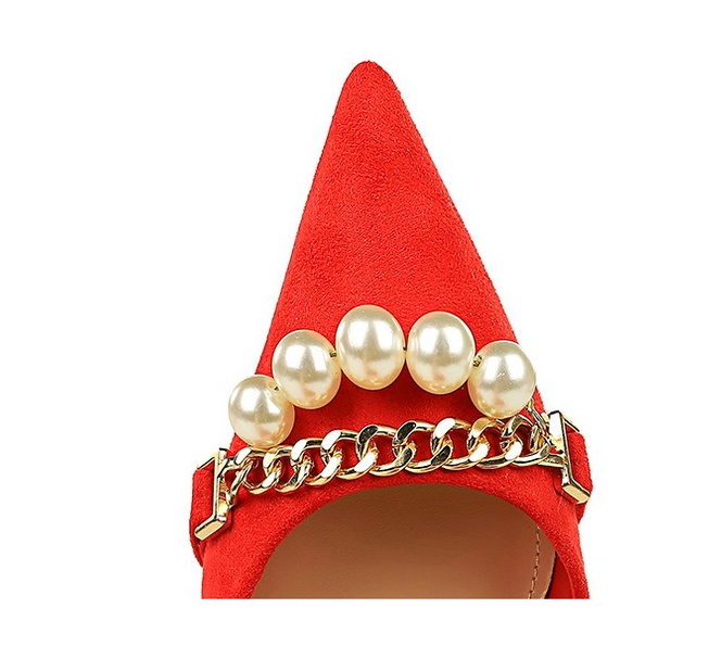 Pearl low Korean style shoes pointed chain wedding shoes