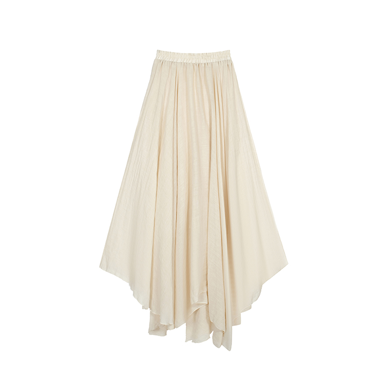 Cotton linen autumn skirt high waist long skirt