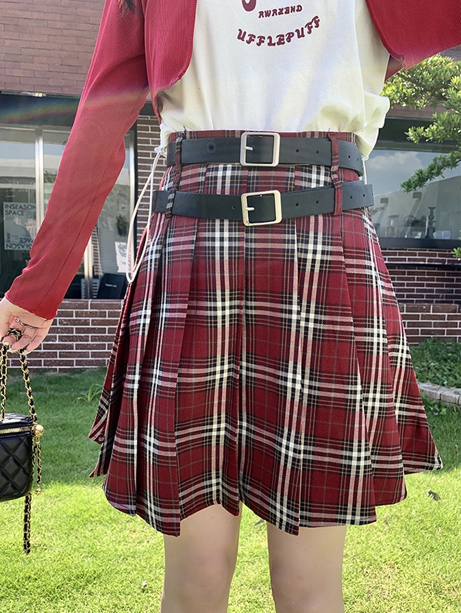 Slim pleated skirt all-match fat coat 3pcs set for women