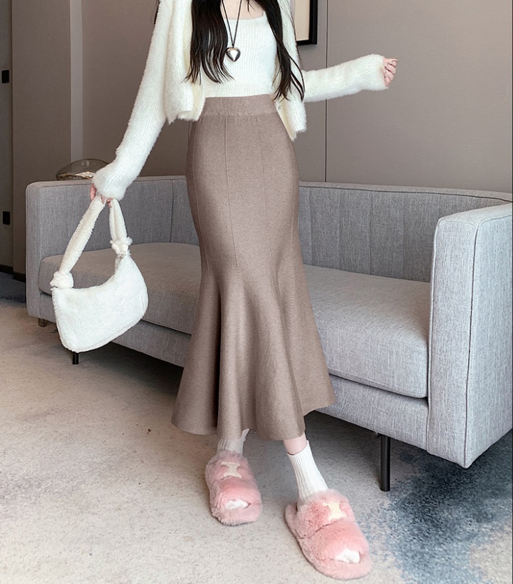 Korean style skirt knitted long skirt for women