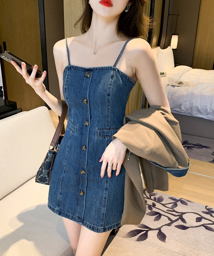 France style business suit denim jacket 2pcs set