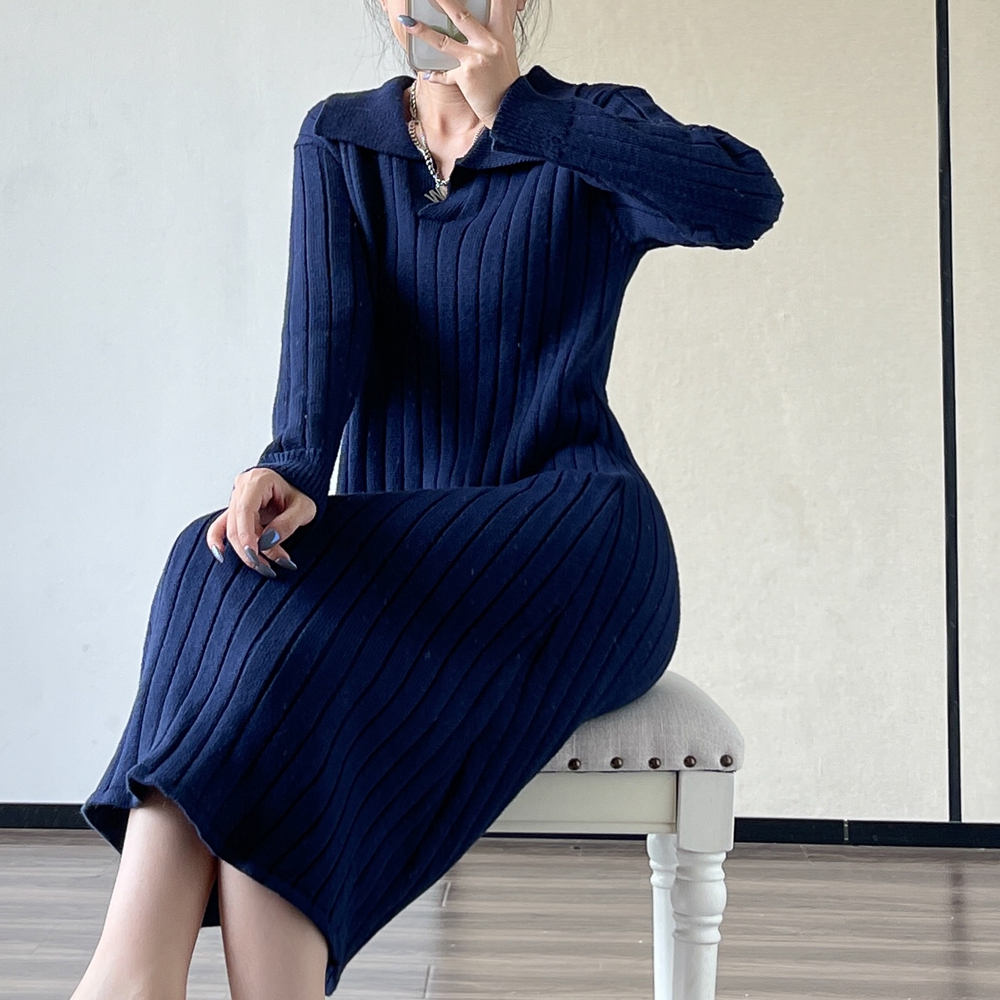 Art slim dress temperament Korean style sweater dress