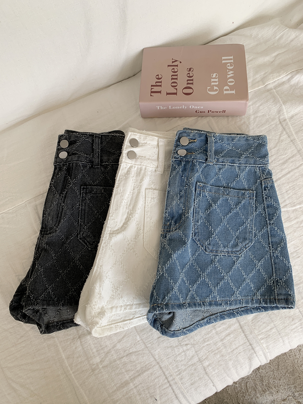Quilted Casual all-match sweet jacquard short jeans