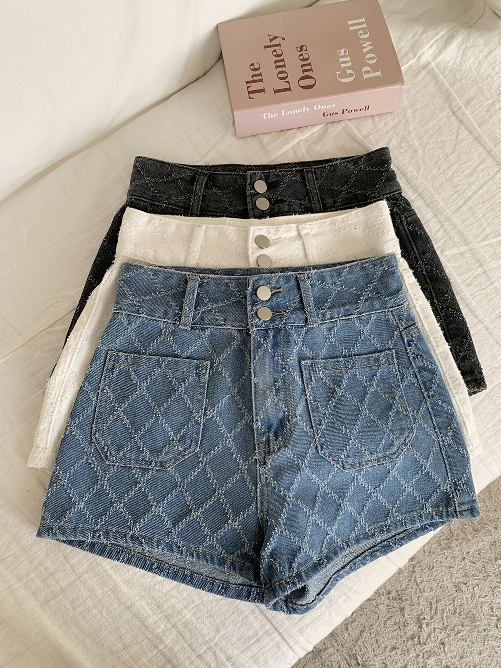 Quilted Casual all-match sweet jacquard short jeans