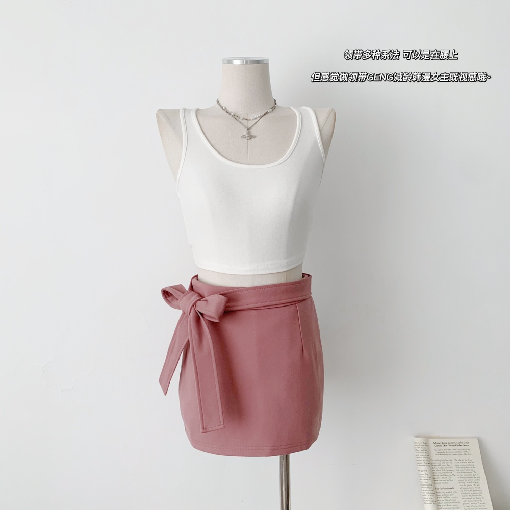 Korean style short skirt pinched waist shirt a set for women
