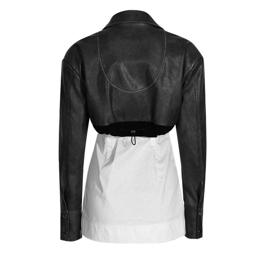 Pseudo-two locomotive jacket street short coat for women