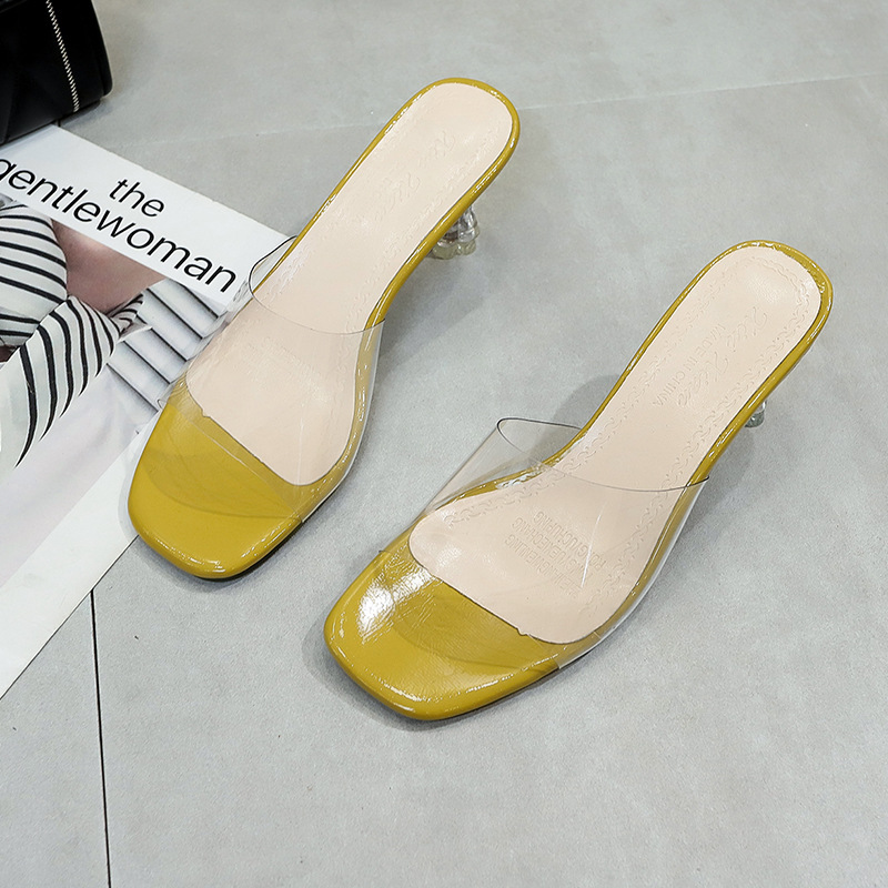Transparent high-heeled shoes crystal summer slippers