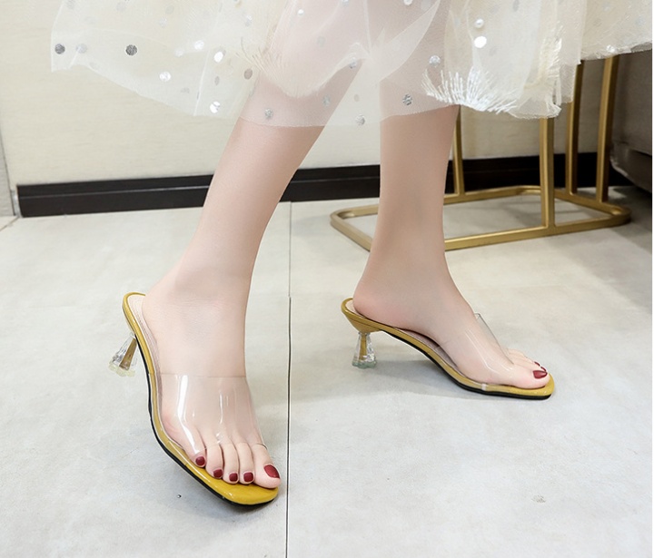 Transparent high-heeled shoes crystal summer slippers