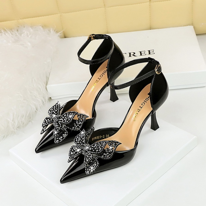 Low high-heeled shoes rhinestone shoes for women