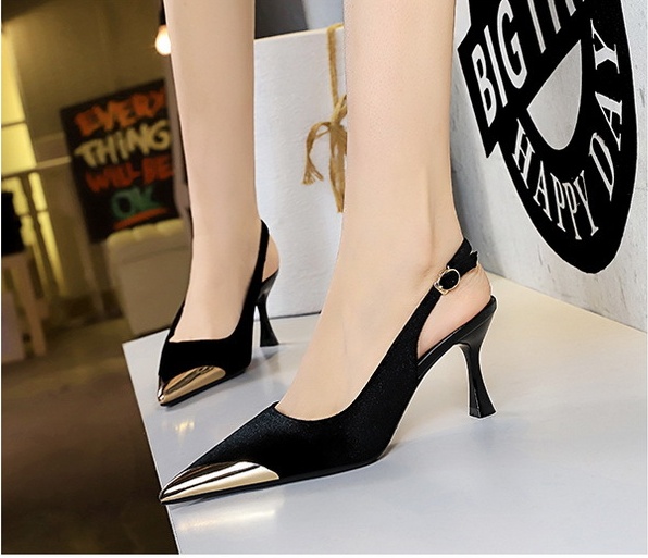 Pointed metal high-heeled fashion hollow shoes