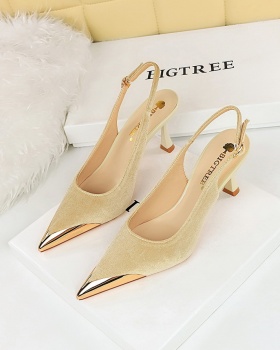 Pointed metal high-heeled fashion hollow shoes