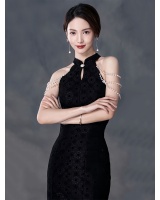 Chinese style black dress slim cheongsam