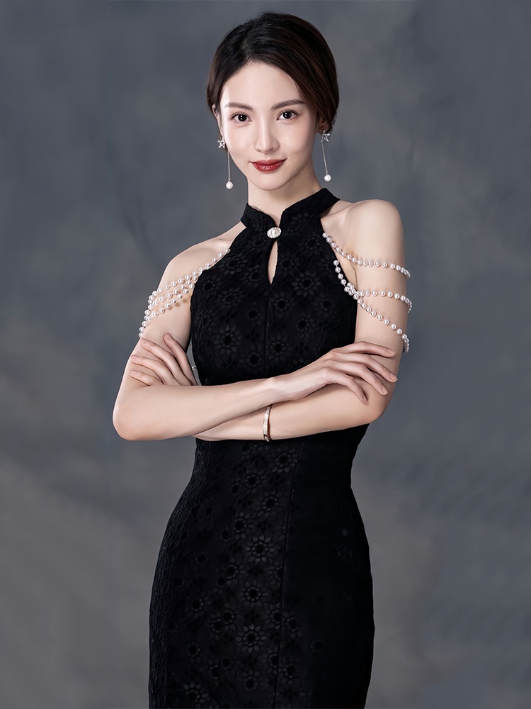 Chinese style black dress slim cheongsam
