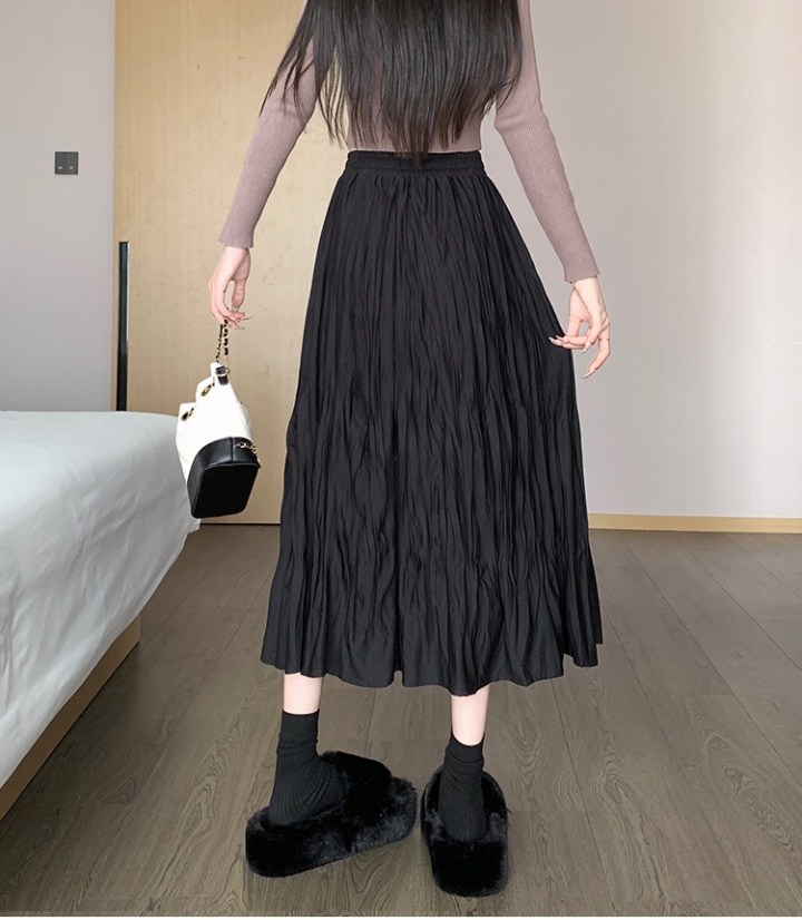 Big skirt autumn fold long high waist pleated skirt for women
