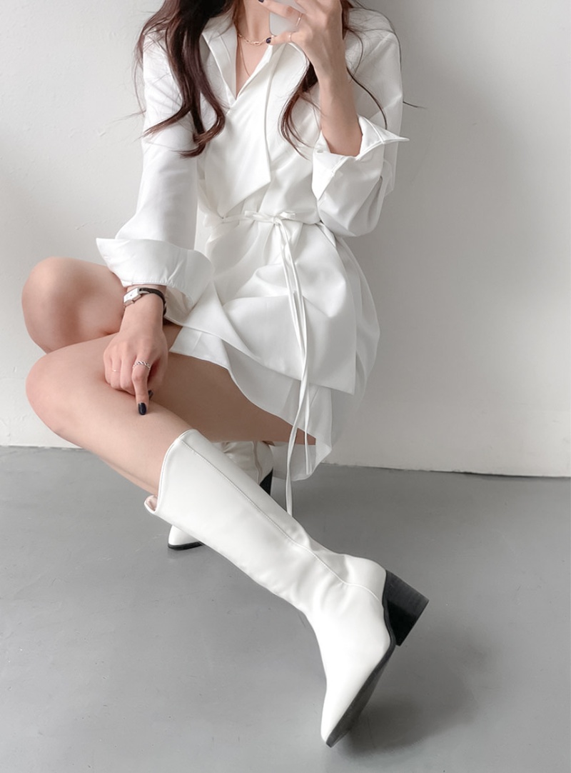 Bandage autumn dress Korean style shirt