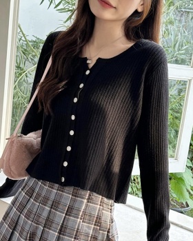 Buckle knitted round neck pure all-match cardigan