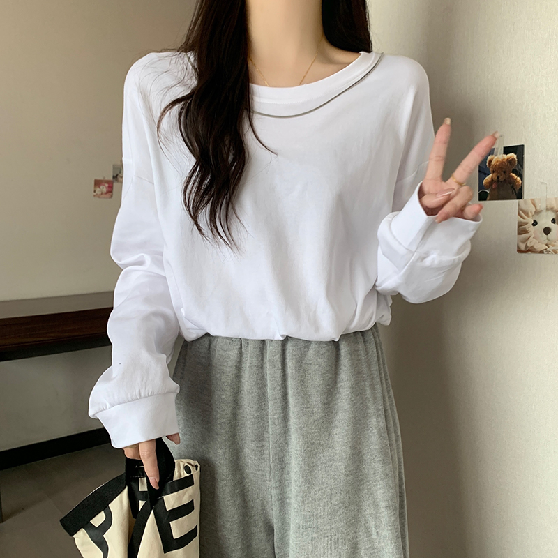 Autumn gauze hoodie chain decoration pullover tops for women