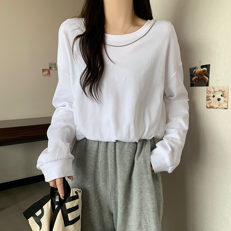 Autumn gauze hoodie chain decoration pullover tops for women