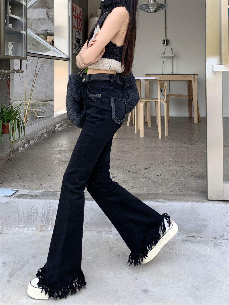Large yard burr long pants mixed colors mopping jeans for women