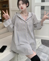 Large yard stripe loose long sleeve shirt for women