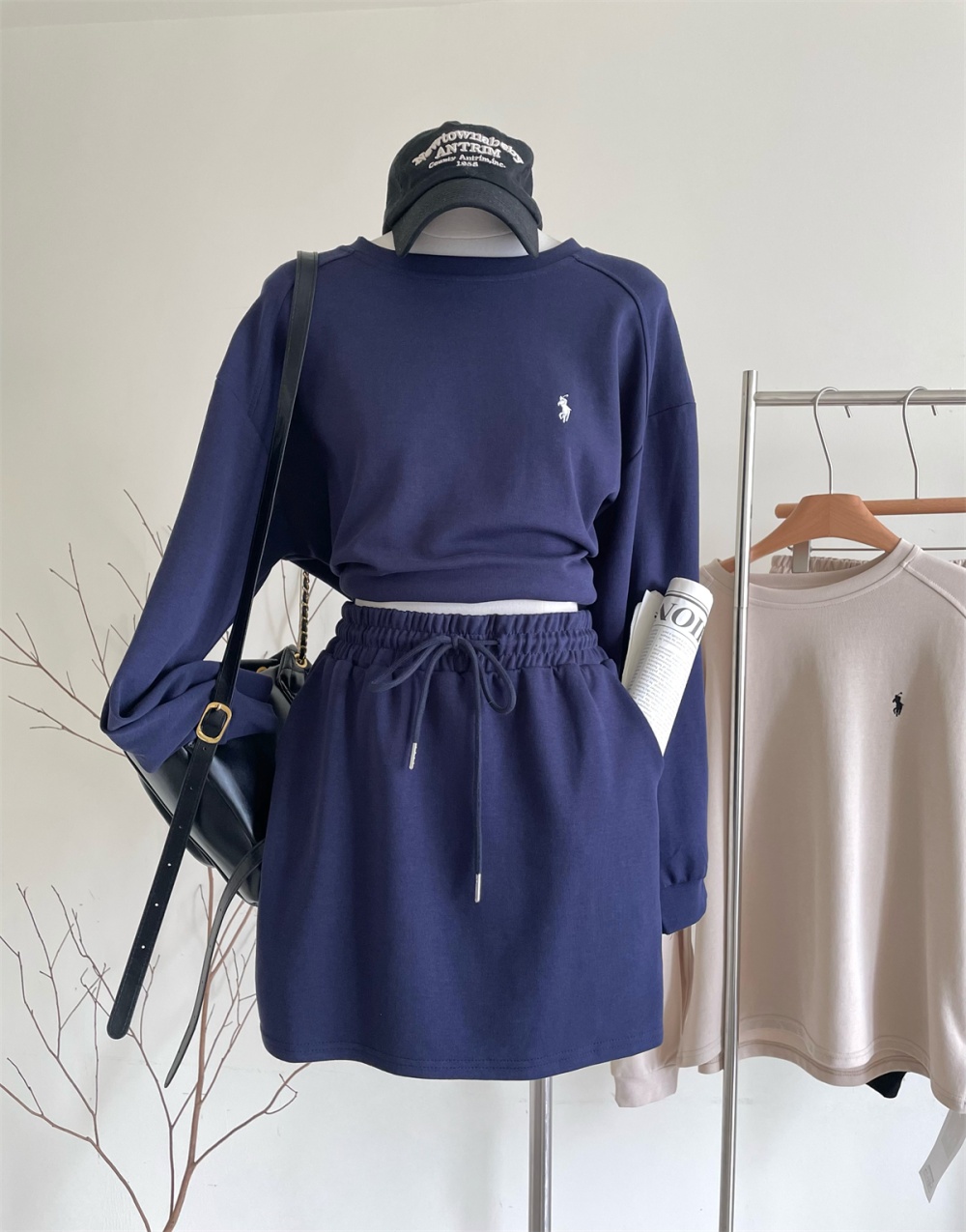 Long sleeve summer hoodie Casual sports skirt 2pcs set
