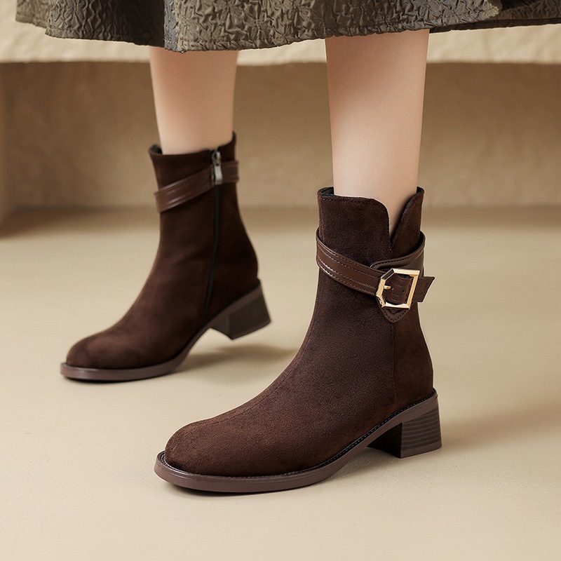 Middle-heel autumn short boots thick women's boots