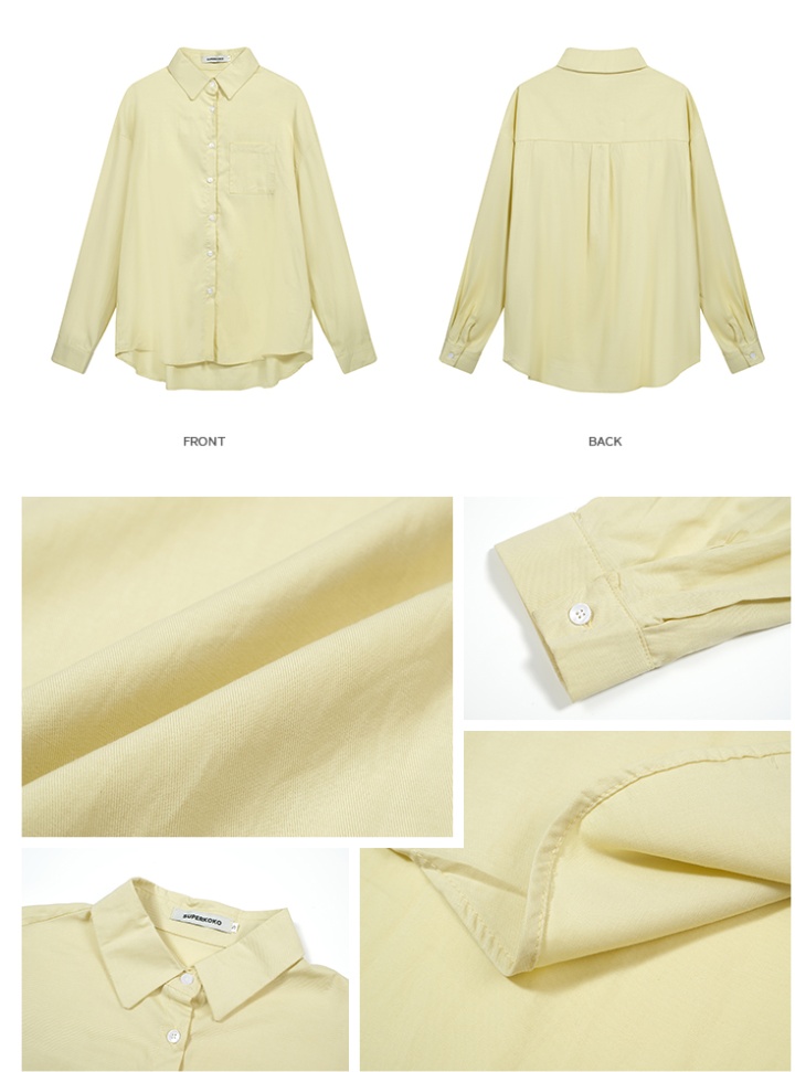 Autumn slim cotton tops lapel loose shirt for women