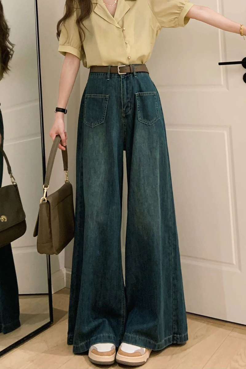 Wide leg Casual jeans all-match high waist long pants