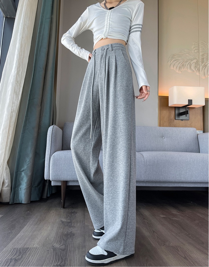 Thin gray wide leg pants spring and summer sweatpants