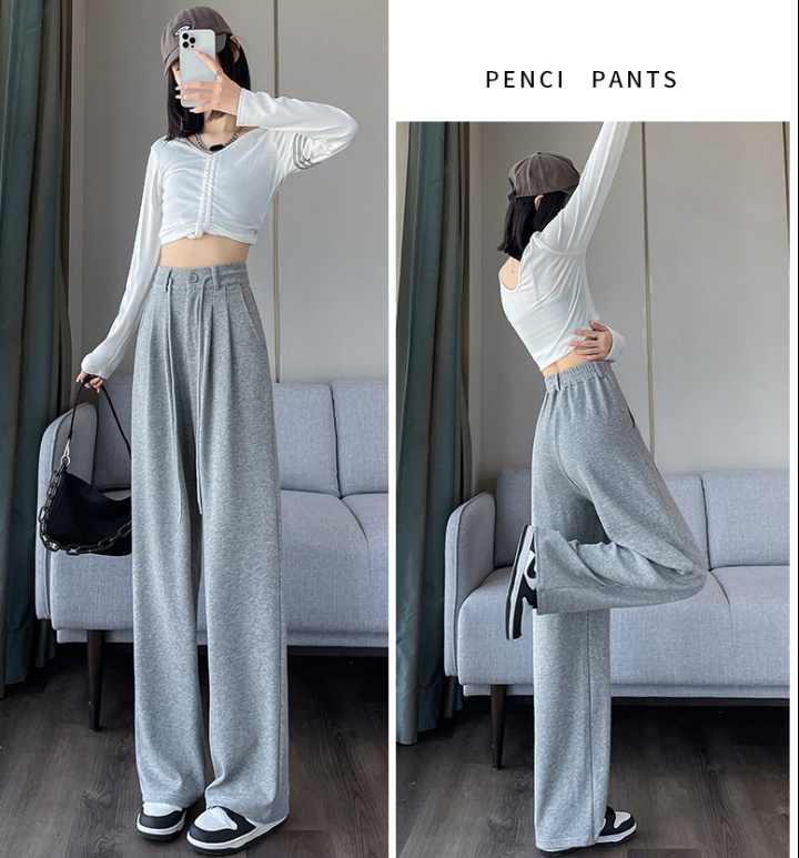 Thin gray wide leg pants spring and summer sweatpants