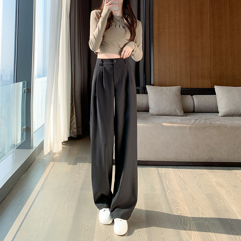 Straight suit pants wide leg pants for women