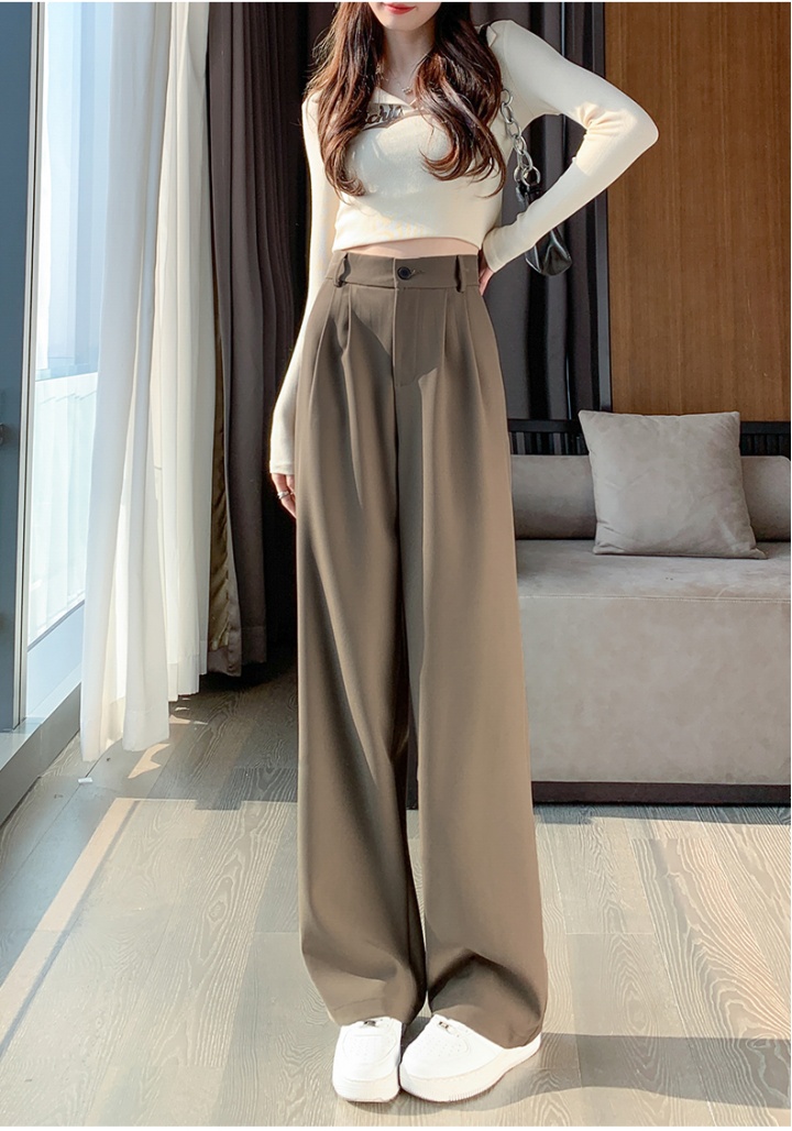 Straight suit pants wide leg pants for women