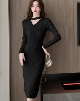 Pullover knitted slim simple hollow France style dress