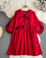 Embroidery V-neck doll national style dress for women