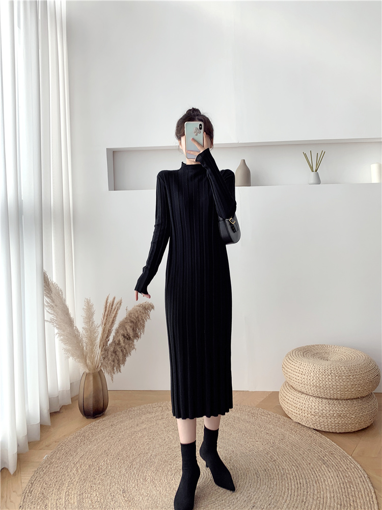 Knitted Korean style sweater dress bottoming dress for women