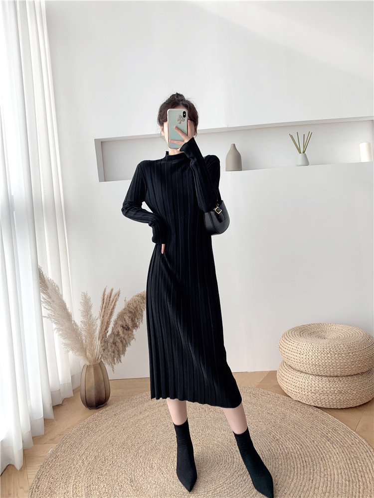 Knitted Korean style sweater dress bottoming dress for women