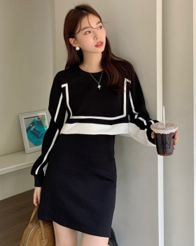 Hollow Pseudo-two personality pinched waist temperament dress