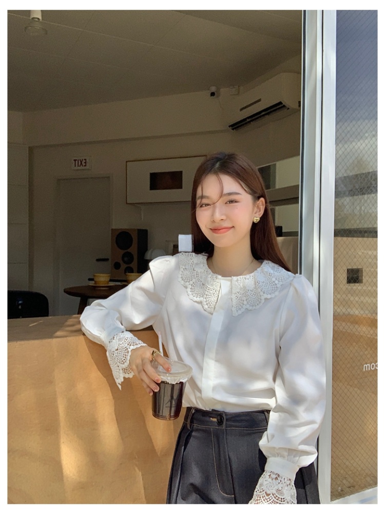 Commuting autumn temperament pure doll collar shirt for women