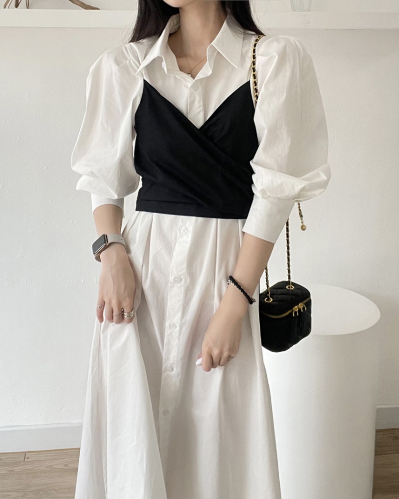 Korean style splice France style temperament dress