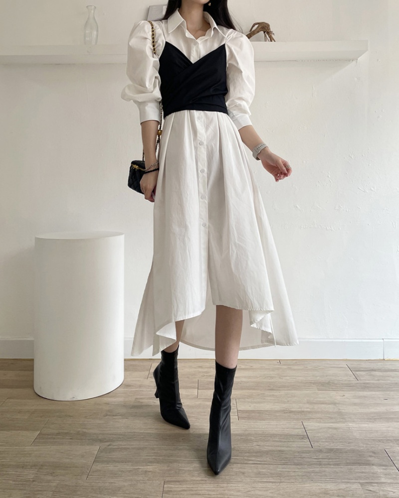 Korean style splice France style temperament dress