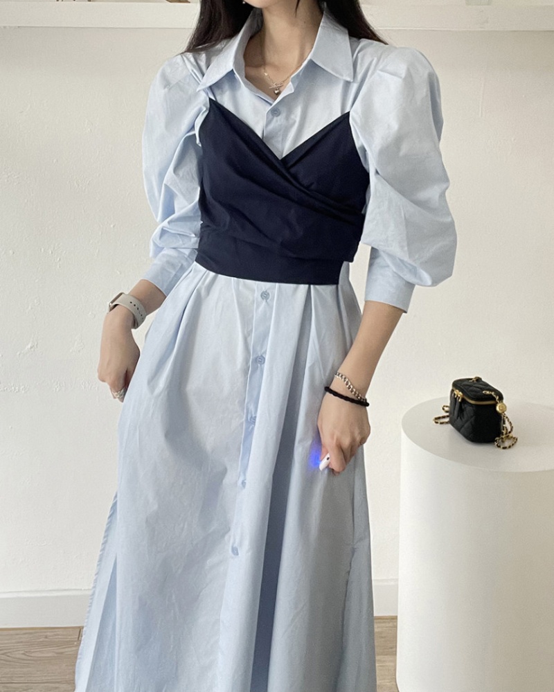 Korean style splice France style temperament dress