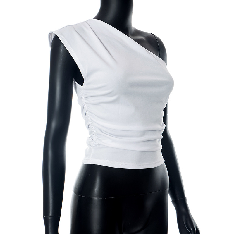 Summer bottoming navel tops tight shoulder T-shirt for women