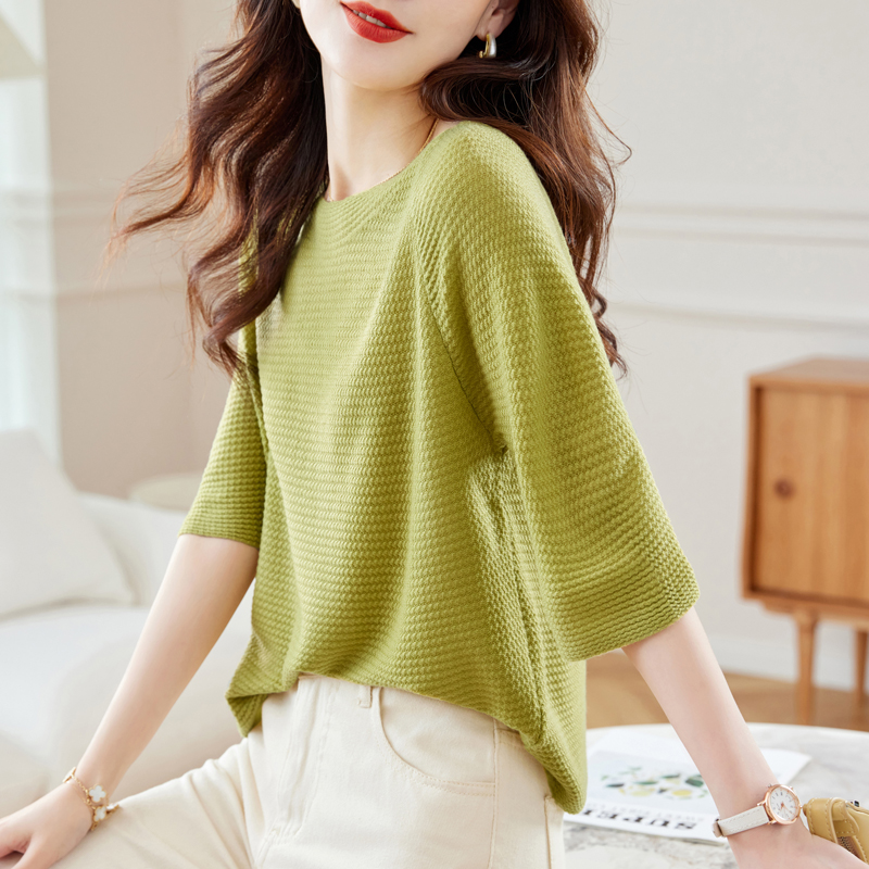 Knitted sweater horizontal collar bottoming shirt for women