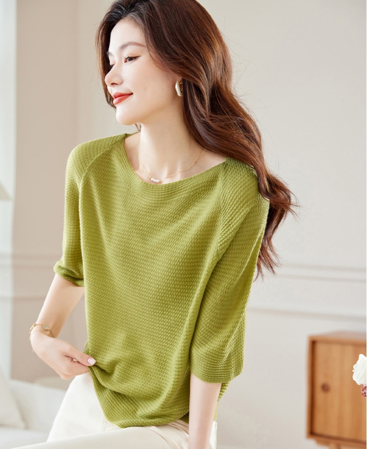 Knitted sweater horizontal collar bottoming shirt for women