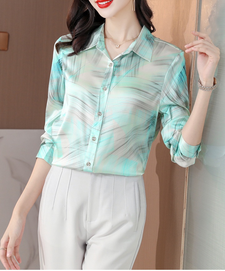 Fashion simple tops satin shirt for women