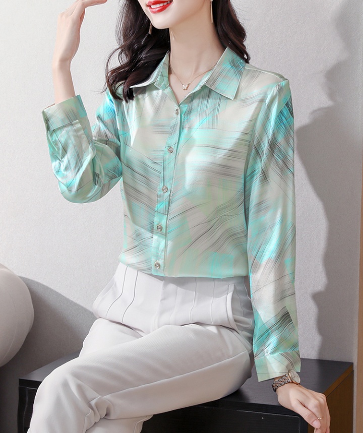 Fashion simple tops satin shirt for women