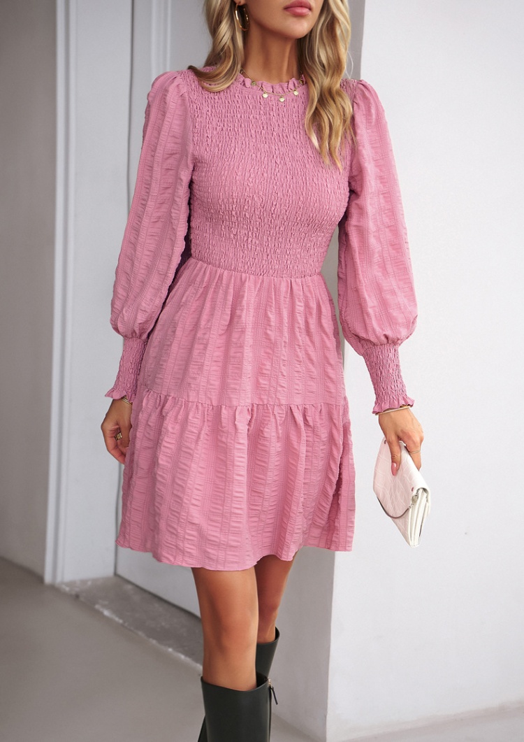 Long sleeve pure T-back autumn and winter dress
