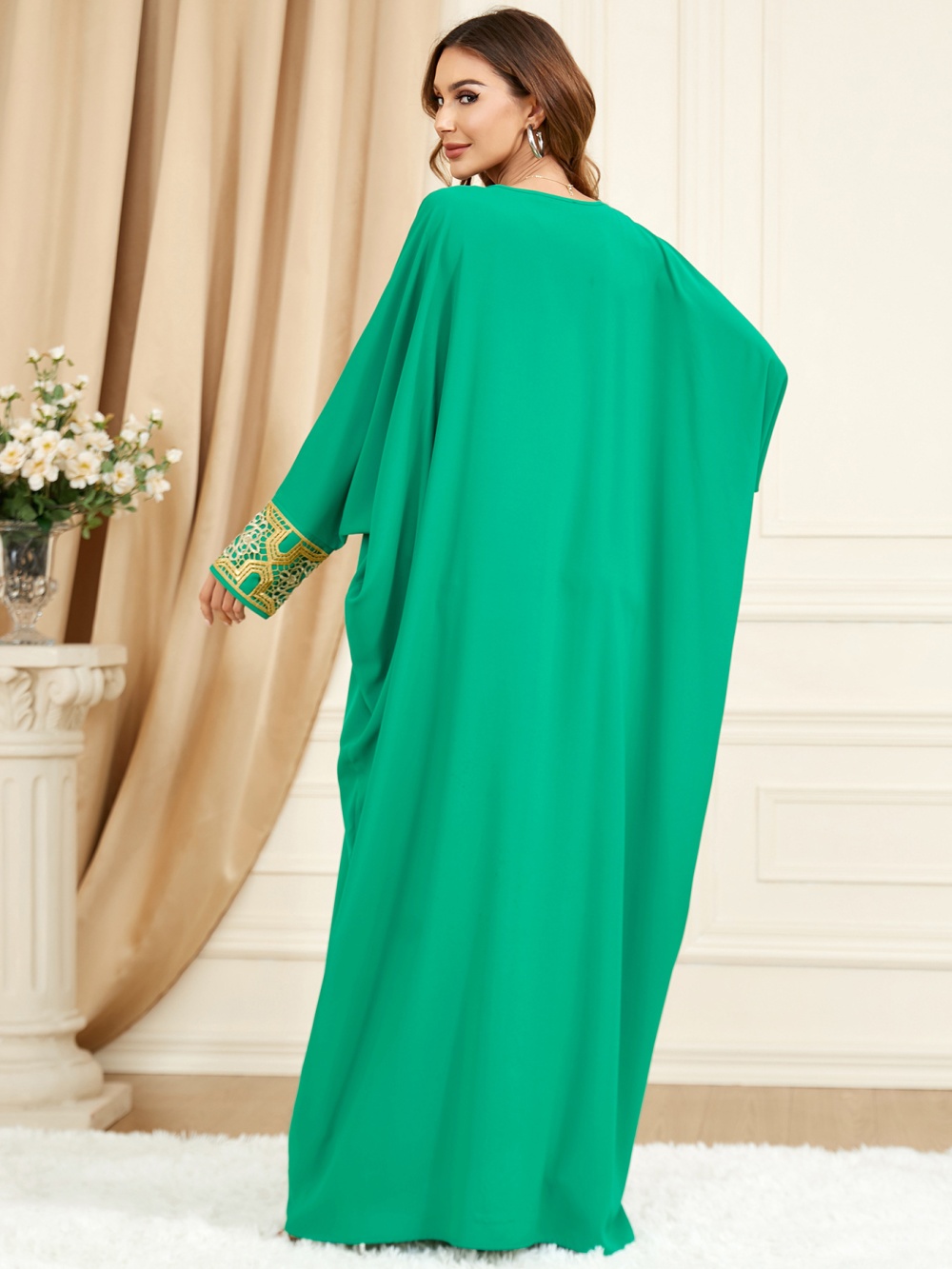 European style long sleeve large yard pure dress