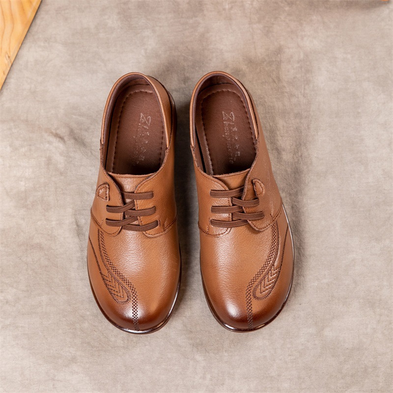 Middle-aged round national style autumn genuine leather shoes